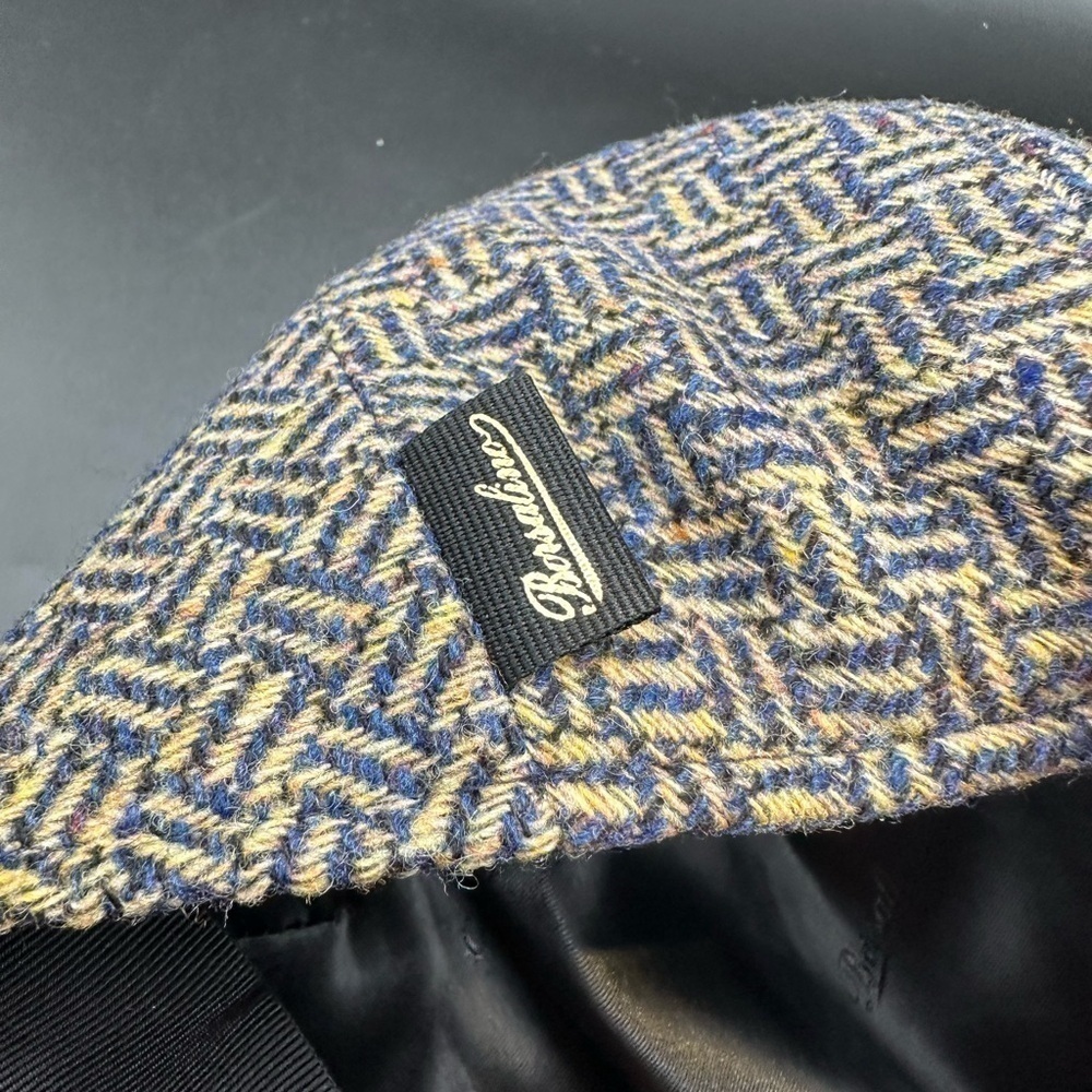 Borsalino Blue and Tan Herringbone Newsboy Cap - Picture 3 of 5